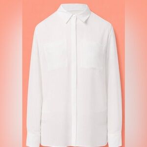 Wonmen's Button-Up Tunic Shirt XL White Classic Rayon
